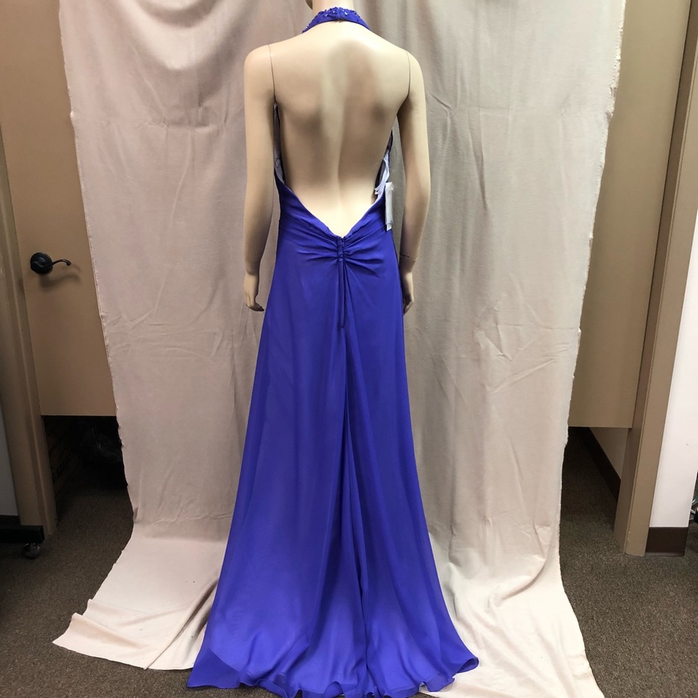 Vintage Purple Deep Cut Halter Gown - Picture 3 of 7